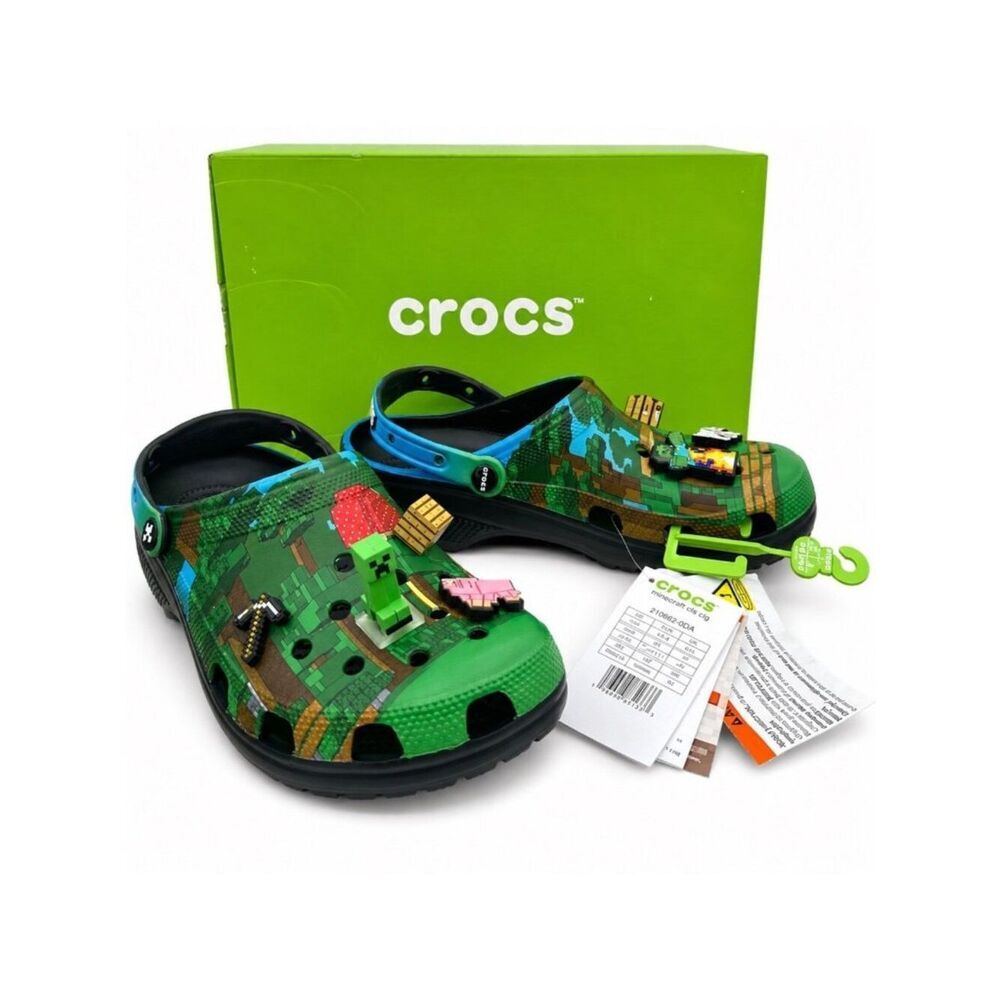Crocs Minecraft Classic Clog Multi Unisex M10 W12 Light Up Jibbitz NIB